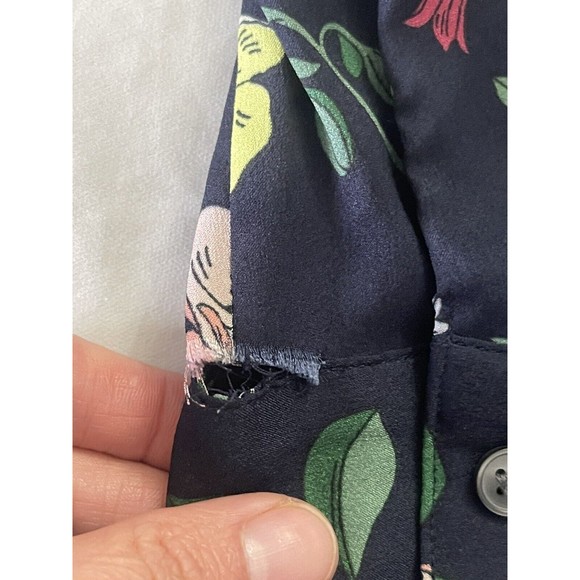 Ann Taylor Womens Blouse Top Sz XS Floral Long Sleeve Button down Collar Office - Picture 11 of 16